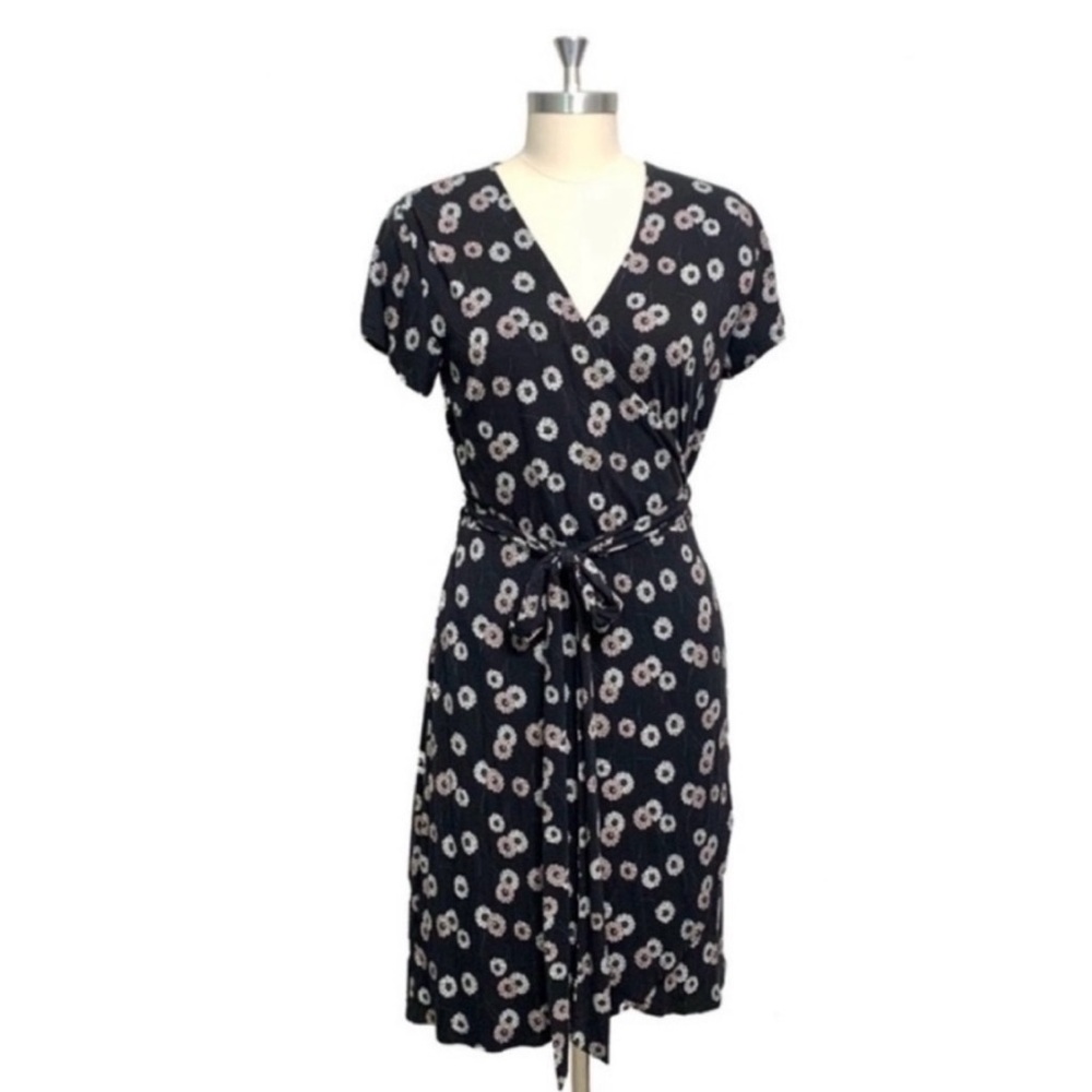 Floral Wrap Dress - Black